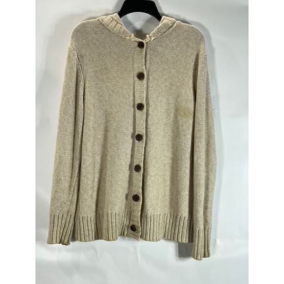 GUIDE SERIES Women's Beige Button Down Ribbed Hooded Sweater SZ 1X - Picture 1 of 13